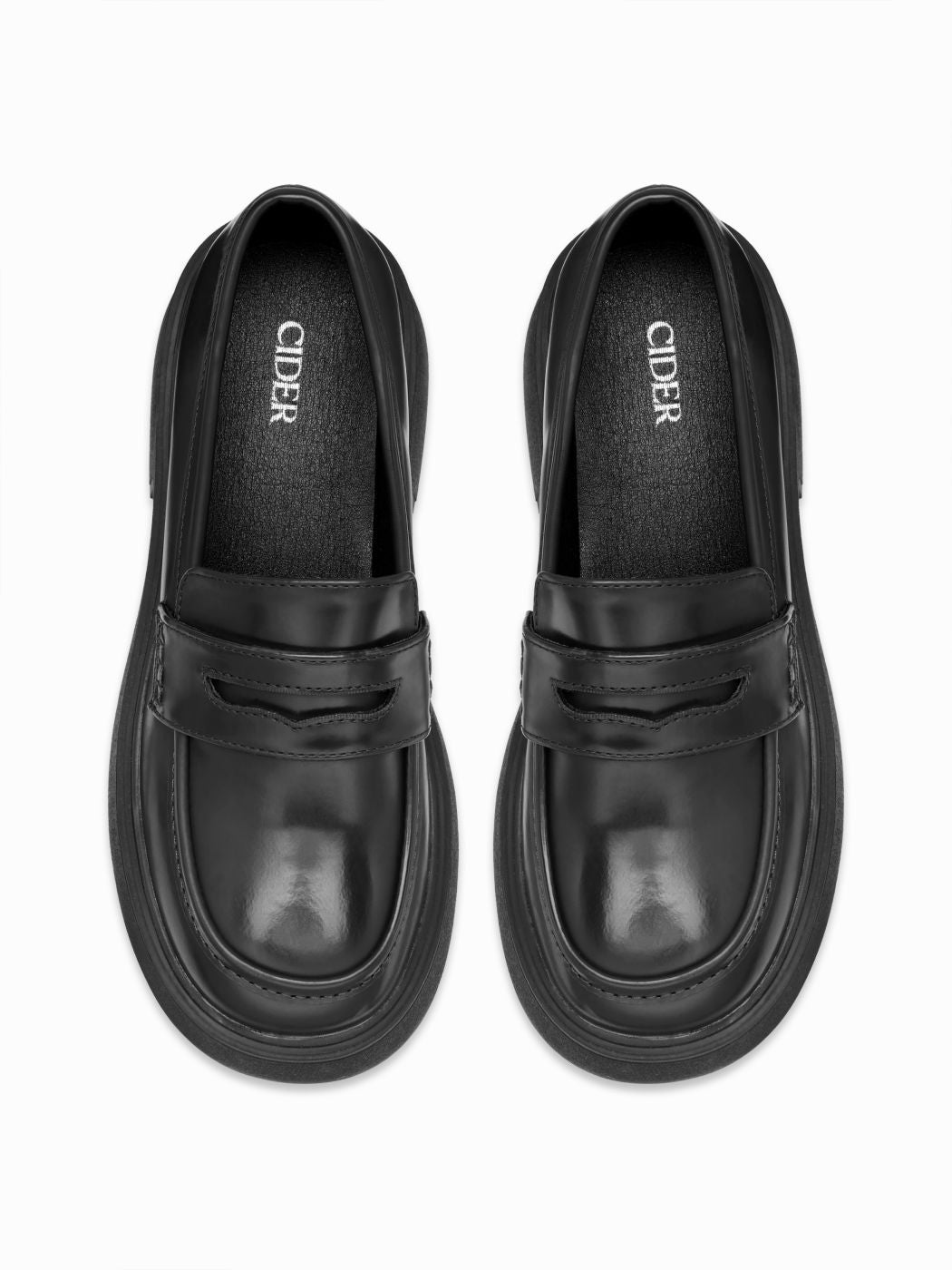 ROUND TOE CHUNKY HEELED LOAFERS