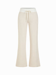Jacquard Mid Rise Striped Drawstring Straight Leg Sweatpants
