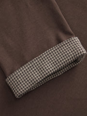 Jacquard Houndstooth Collar Short Sleeve Bowknot Two Tone Top