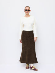 Chenille Cotton-blend Mid Rise Mermaid Maxi Skirt