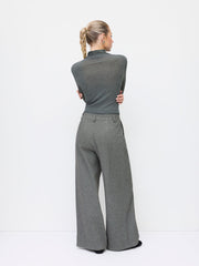 Wool-look High Rise Pleated Wide Leg Trousers