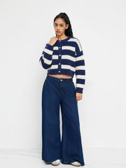 Knit Round Neckline Button Cardigan