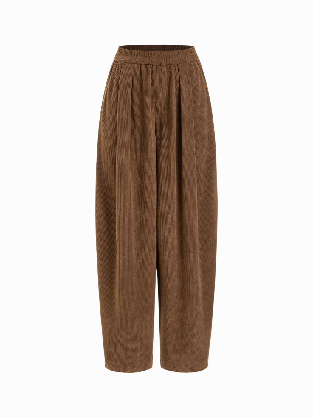 Corduroy Low Rise Elastic Waist Barrel-leg Trousers