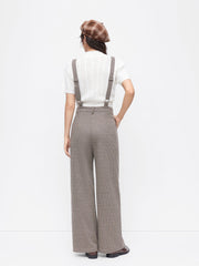 Square Neck Houndstooth Zipper Wide Leg Jumpsuit