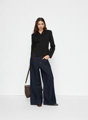 Collar Wrap Button Tie Back Blazer
