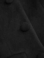Wool-look Collar Faux Fur Trim Long Sleeve Button Coat