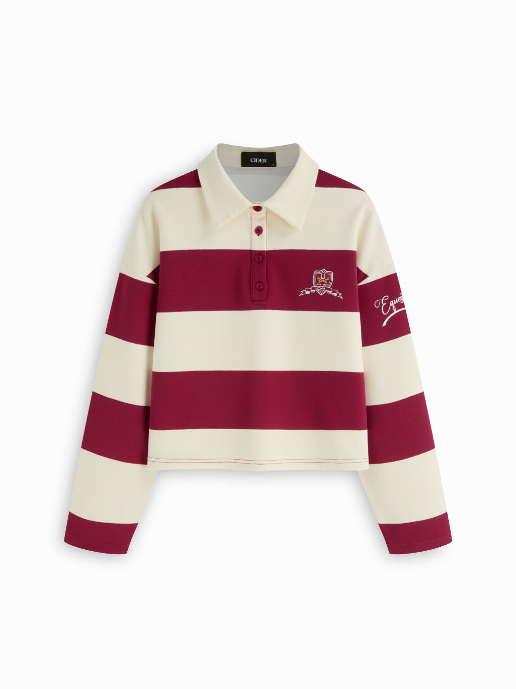Terry Polo Striped Button Oversized Sweatshirt