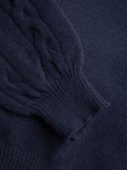 Cable Knit V-neck Knotted Oversized Cardigan
