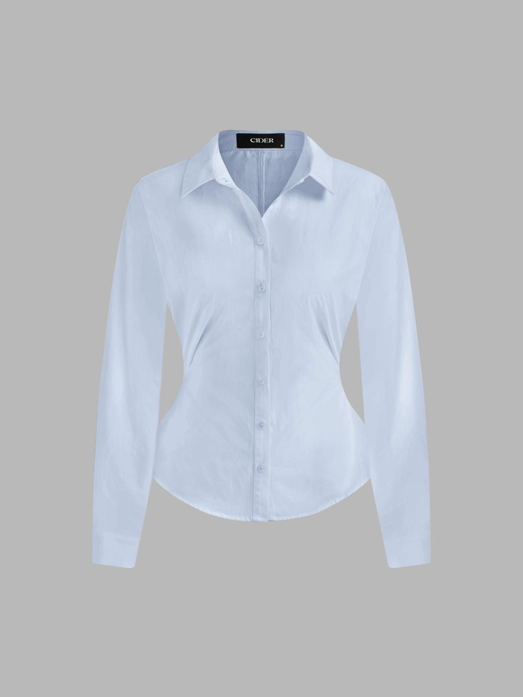 Collar Solid Button Long Sleeve Blouse