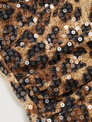Sequin Leopard Halter Neck Backless A-line Mini Dress