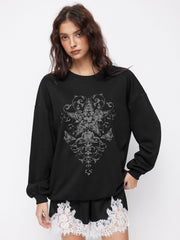 Cotton-blend Round Neckline Star Graphic Oversized Sweatshirt