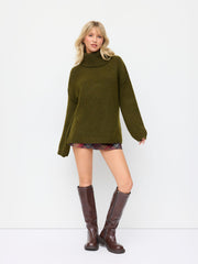 Knit Turtleneck Long Sleeve Oversized Top