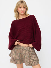 Knit V-neck Bowknot Puff Sleeve Wrap Sweater