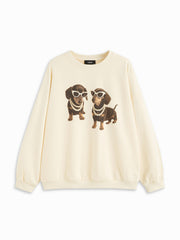 Cotton Cute Dachshund Graphic Oversized Tee Curve & Plus
