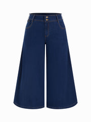 Stretch Denim Mid Rise Wide Leg Jeans Curve & Plus
