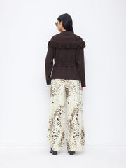 Fringed Wool-blend Knit Wrap Cardigan With Belt