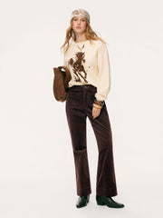 Oversized Horse Graphic Knit Long Sleeve Top
