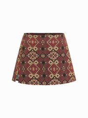Jacquard Low Rise Floral Split Mini Skort