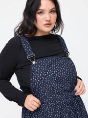 Corduroy Ditsy Floral Lace Trim Pocket Pinafore Mini Dress Curve & Plus