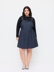 Corduroy Ditsy Floral Lace Trim Pocket Pinafore Mini Dress Curve & Plus