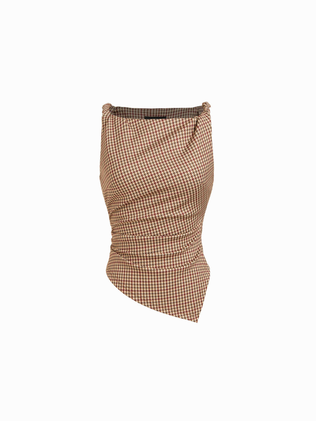 Houndstooth Boat Neck Ruched Cami Top