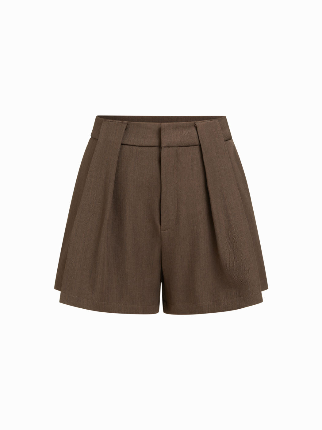 Mid Rise Zipper Pleated Shorts