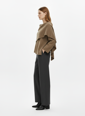 Knit Asymmetrical Neck Split Scarf Cardigan