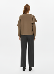 Knit Asymmetrical Neck Split Scarf Cardigan
