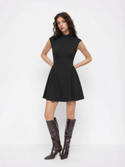 High Neck Ruffle A-line Mini Dress