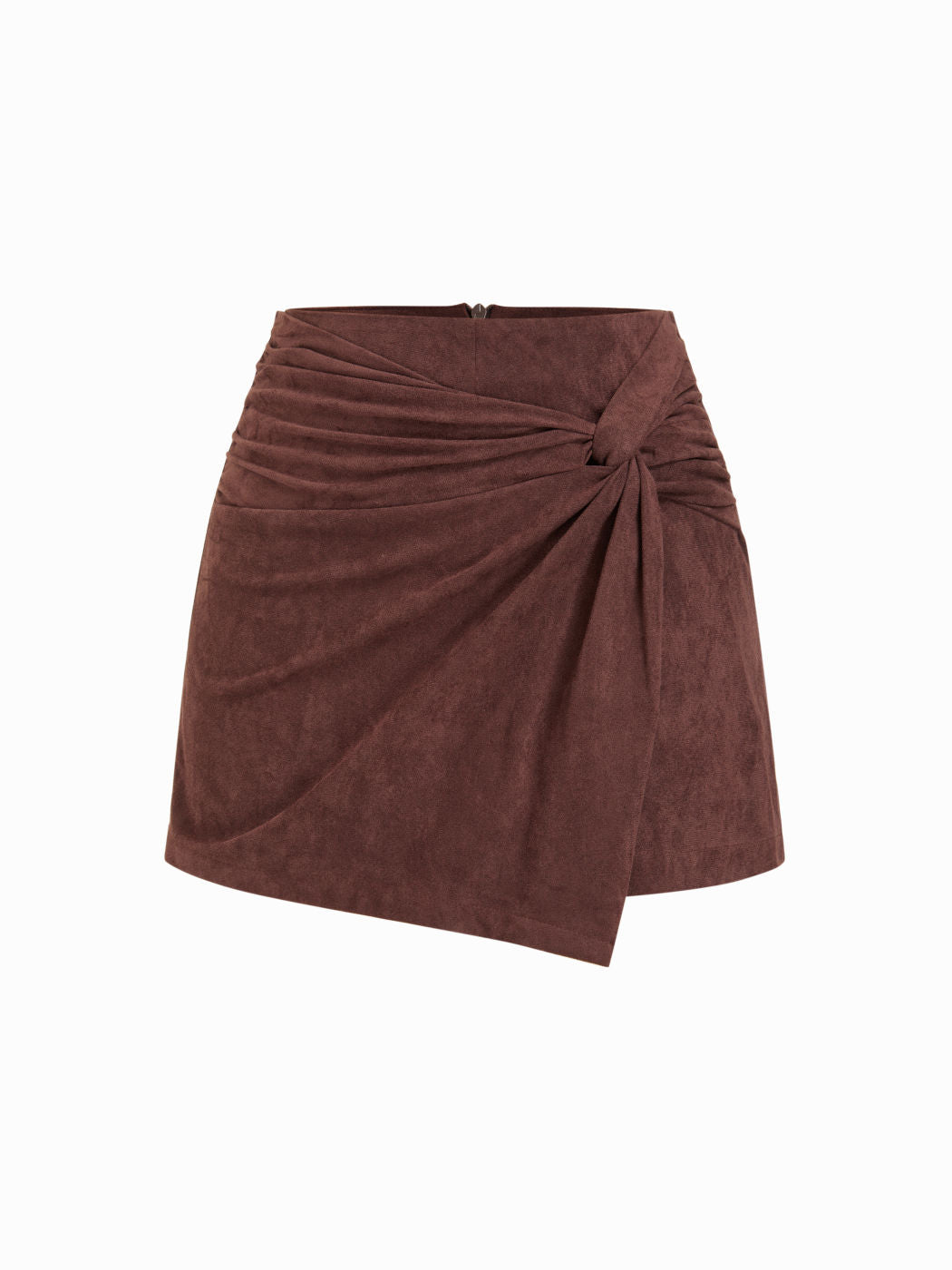 Suede Mid Rise Twist Mini Skort