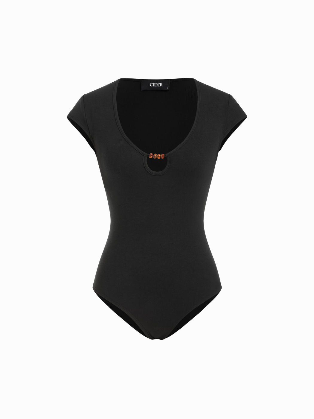 Scoop Neck Cut Out Bodysuit With Beaded Detail