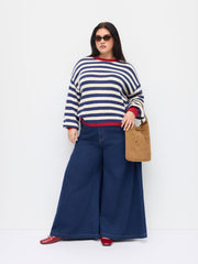 Stretch Denim Mid Rise Wide Leg Jeans Curve & Plus