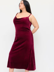 Velvet Cowl Neck Backless Chain Detail Mermaid Maxi Dress Curve & Plus