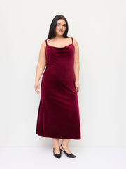 Velvet Cowl Neck Backless Chain Detail Mermaid Maxi Dress Curve & Plus