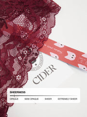 Burgundy Lace Back Closure Underwire & Mid Rise Lace Boyshorts Set