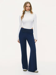 High Stretch Low Rise Solid Flared Trousers