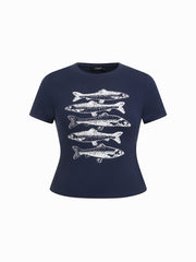 Sardine Graphic Short Sleeve Tee Curve & Plus