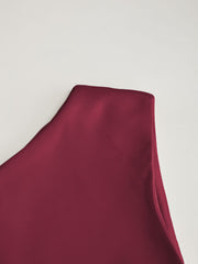 Asymmetrical Neck Knotted Mini Dress