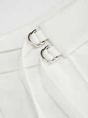 Striped Low Rise Buckle Wide Leg Trousers