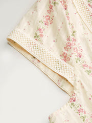 100% Cotton Floral V-neck Crop Blouse Curve & Plus