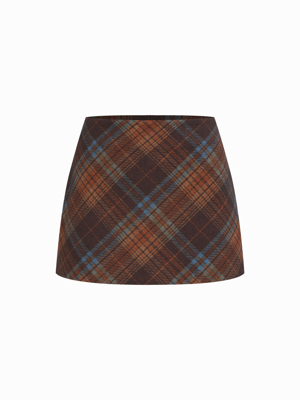 Cotton-blend Plaid Zipper Mid Rise Mini Skirt