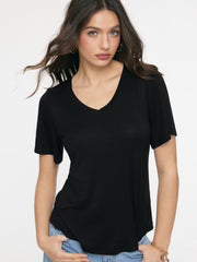 Jersey V-neck Button Cloak Sleeve Tee