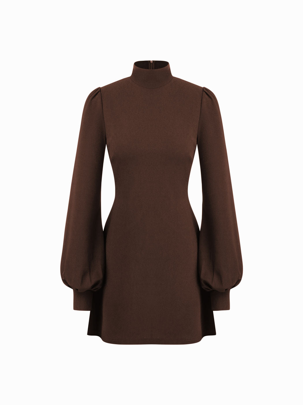 High Neck Ruffle Puff Sleeve Mini Dress