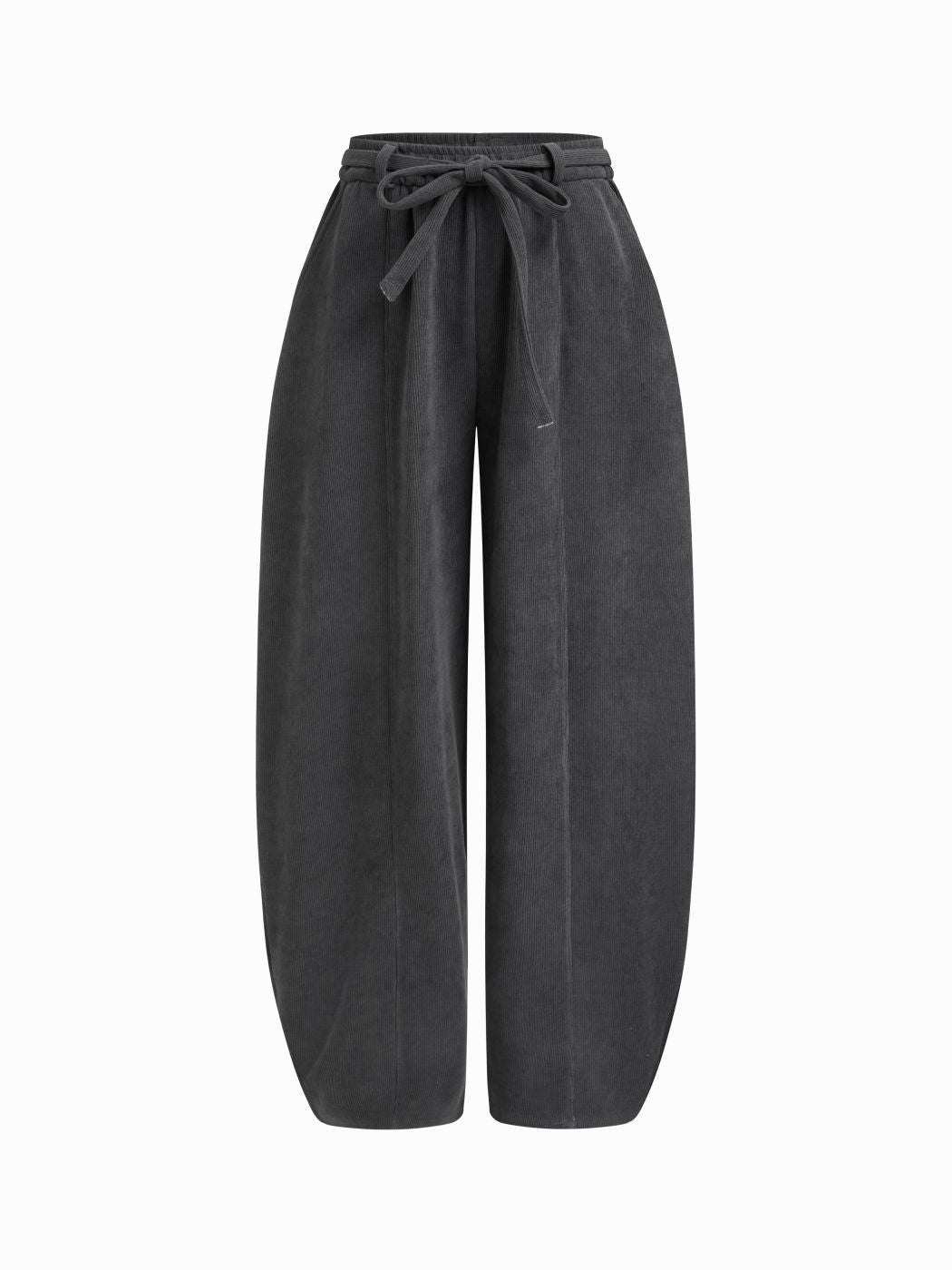 Corduroy High Rise Barrel-leg Trousers With Belt
