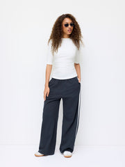 100% Cotton Mid Rise Colorblock Straight Leg Trousers
