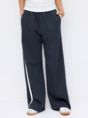 100% Cotton Mid Rise Colorblock Straight Leg Trousers