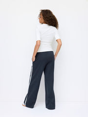 100% Cotton Mid Rise Colorblock Straight Leg Trousers