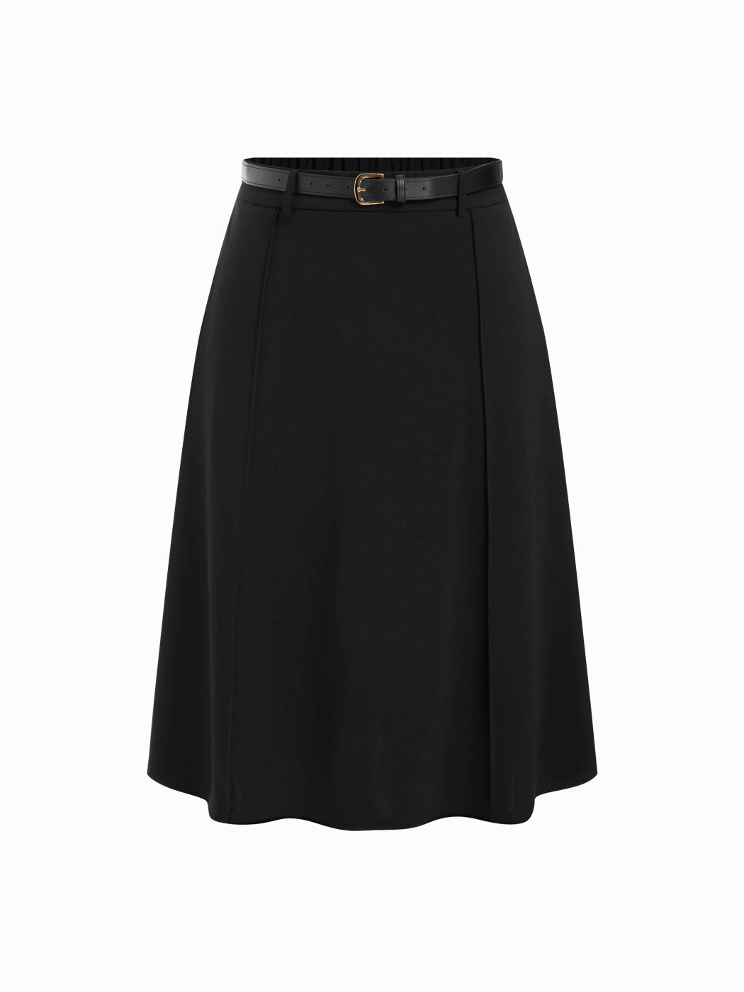 Mid Rise Zipper A-line Midi Skirt With Belt Curve & Plus