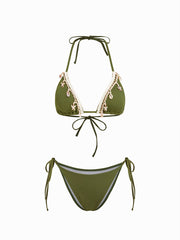Halter Neckline Starfish Shell Knotted Tie Side Bikini Set