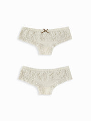 5 PCS Lace Mid Rise Lettuce Trim Bowknot Brief